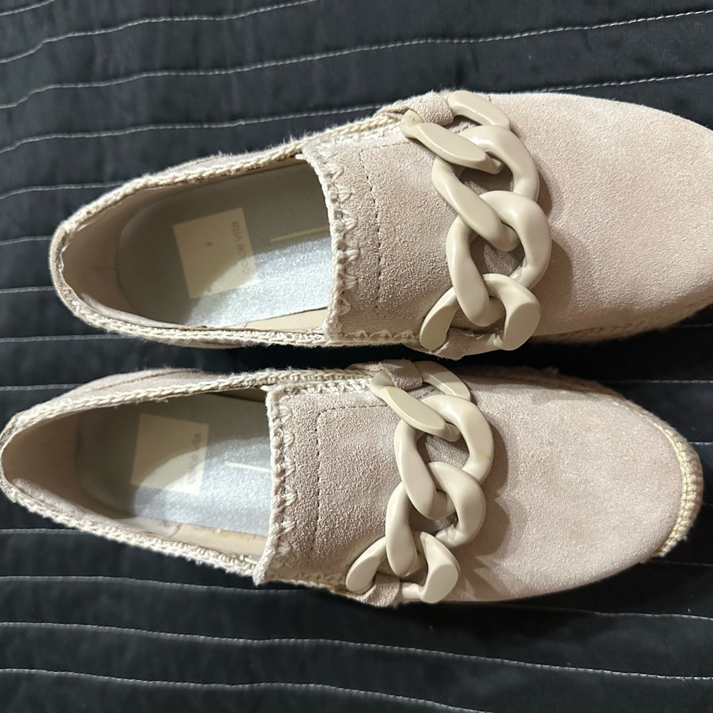 Dolce Vita Women's Cream Espadrille Loafers with Chain Detail
